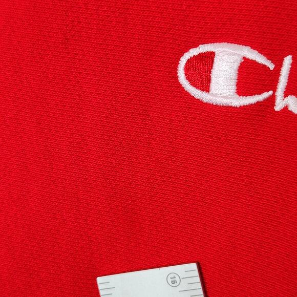 Champion Reverse Weave Sweatshirt Womens Large Red Cropped V-Neck Pullover - Picture 7 of 13